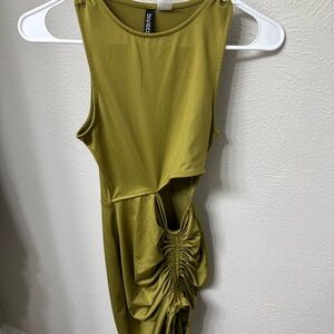 Divided Olive Green Sleeveless Dress